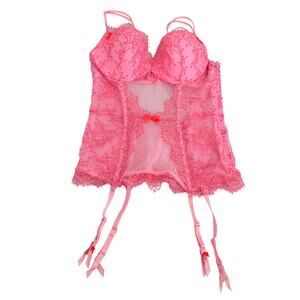 Victoria Secret Padded Underwired Corset‎ Pink Crystals Size 36B
